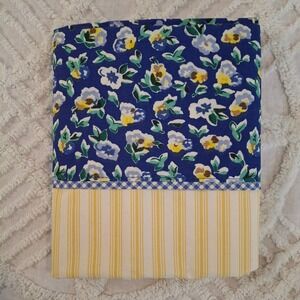 Vintage Laura Ashley Primrose Standard Pillowcase Yellow Stripe Blue Floral